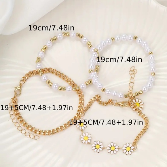 Daisy Flower Charm 4pc Bracelet Set New in package - Picture 3 of 7